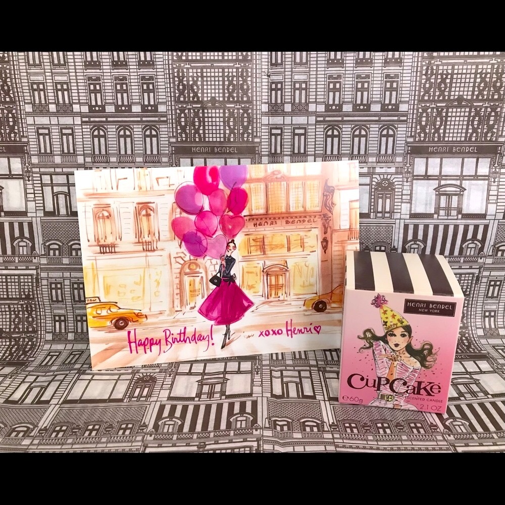 Henri Bendel Birthday Card and Henri Bendel Cupcake Scented Candle 2.1 OZ
